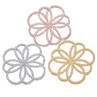 Cubic Zirconia Micro Pave Brass Connector Flower plated micro pave cubic zirconia & multi loops 36mm Approx 2mm Sold By Lot