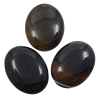 agate noire cabochon, ovale plat, naturel, dos plat, 30x40x7mm, 10PC/sac, Vendu par sac