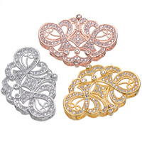 Cubic Zirconia Micro Pave Brass Connector, Flower, plated, micro pave cubic zirconia & multi loops, more colors for choice, 31x22mm, Hole:Approx 2mm, 5PCs/Lot, Sold By Lot