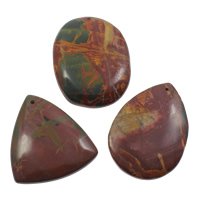 Picasso Jasper Pendant, natural, mixed, 30x47x7mm-40x53x8mm, Hole:Approx 1mm, 10PCs/Bag, Sold By Bag