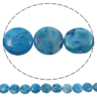 Naturlig Galen agat pärlor, Flat Round, blå, 22x5mm, Hål:Ca 1mm, Längd Ca 15 inch, 5Strands/Bag, Ca 18PC/Strand, Säljs av Bag