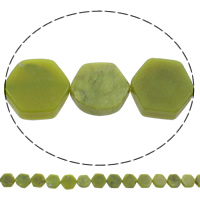 Peridot Stone Beads, Hexagon, natural, August Birthstone, 18x18x6mm, Hole:Approx 1mm, Length:Approx 15 Inch, 5Strands/Bag, Approx 23PCs/Strand, Sold By Bag