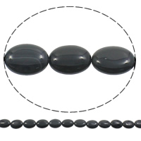 Natürliche schwarze Achat Perlen, Schwarzer Achat, flachoval, 15x20x7mm, Bohrung:ca. 1mm, Länge ca. 15 ZollInch, 5SträngeStrang/Tasche, ca. 20PCs/Strang, verkauft von Tasche