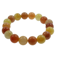 rouge de jade bracelet, avec jaune de jade, Rond, naturel, 10mm, Longueur Environ 7.5 pouce, 5Strandstoron/sac, Vendu par sac