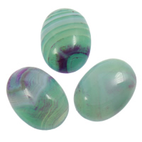 Green Agate Cabochon, Flat Oval, natural, flat back, 18x25x7mm, 10PCs/Bag, Sold By Bag