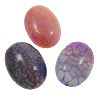 Crackle Agate Cabochon, Flat Oval, natural, flat back, mixed colors, 17x24x6mm, 10PCs/Bag, Sold By Bag