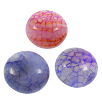 Crackle Agate Cabochon, Flat Round, natural, flat back, mixed colors, 20x6mm, 10PCs/Bag, Sold By Bag