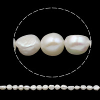 Barock kultivierten Süßwassersee Perlen, Natürliche kultivierte Süßwasserperlen, natürlich, weiß, 10-11mm, Bohrung:ca. 0.8mm, verkauft per ca. 15.7 ZollInch Strang