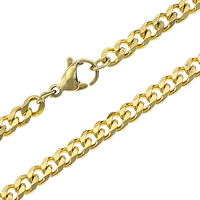 Stainless Steel Chain Necklace gold color plated curb chain Length Approx 20 Inch Sold By Lot