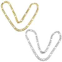 Stainless Steel Chain Necklace, plated, figaro chain, more colors for choice, 19x8.5x2mm, 13x8.5x2mm, Length:Approx 24 Inch, 10Strands/Lot, Sold By Lot