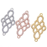 Cubic Zirconia Micro Pave Brass Connector Chinese Knot plated micro pave cubic zirconia & 1/1 loop nickel lead & cadmium free Approx 1.5mm Sold By Lot