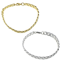 Stainless Steel Jewelry Bracelet, plated, curb chain, more colors for choice, 11x7x2mm, Length:Approx 8.5 Inch, 10Strands/Lot, Sold By Lot