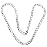 Stainless Steel Chain Necklace, curb chain, original color, 11x7x1.50mm, Length:Approx 24 Inch, 10Strands/Lot, Sold By Lot
