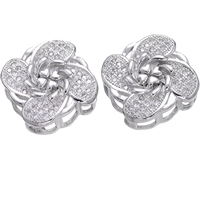 Cubic Zirconia Micro Pave Brass Connector Flower platinum plated micro pave cubic zirconia & multi loops nickel lead & cadmium free Approx 2mm Sold By Lot