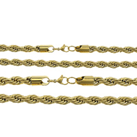 Stainless Steel Chain Necklace gold color plated & rope chain Sold By Lot