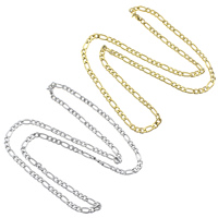 Stainless Steel Chain Necklace, plated, different size for choice & figaro chain, more colors for choice, 10Strands/Lot, Sold By Lot