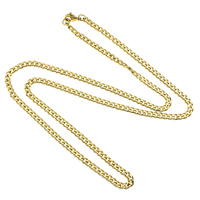 Stainless Steel Chain Necklace gold color plated curb chain Length Approx 21.5 Inch Sold By Lot
