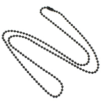 Rozsdamentes acél Nekclace Chain, Stainless Steel, fekete ionos, ball lánc, 2.50mm, Naponta eladott Kb 23.5 inch Strand