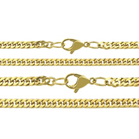 Stainless Steel Chain Necklace gold color plated & curb chain Sold By Lot
