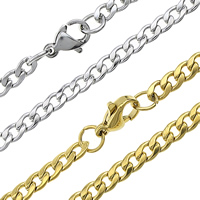 Stainless Steel Chain Necklace, plated, curb chain, more colors for choice, 5x3.50x1mm, Length:Approx 19 Inch, 10Strands/Lot, Sold By Lot