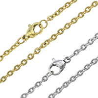 Stainless Steel Chain Necklace, plated, oval chain, more colors for choice, 3x2.50x0.50mm, Length:Approx 17.5 Inch, 10Strands/Lot, Sold By Lot