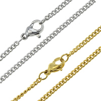 Stainless Steel Chain Necklace, plated, twist oval chain, more colors for choice, 2.50x2x0.70mm, Length:Approx 17.5 Inch, 10Strands/Lot, Sold By Lot