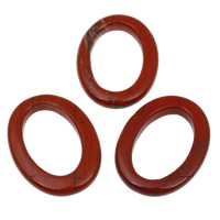 Red Jasper Η σύνδεση Ring, Επίπεδη οβάλ, φυσικός, 26x36x5mm, Τρύπα:Περίπου 16x26mm, 10PCs/τσάντα, Sold Με τσάντα