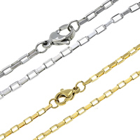 Stainless Steel Chain halskæde, forgyldt, forskellig størrelse for valg & boks kæde, flere farver til valg, Længde Ca. 17.5 inch, 10Strands/Lot, Solgt af Lot