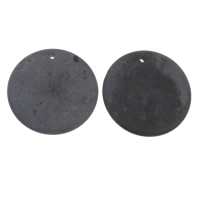 Black Stone Riipus, Litteä pyöreä, luonnollinen, 50x7mm, Reikä:N. 2mm, 10PC/laukku, Myymät laukku