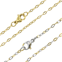 Halskette, Edelstahl, plattiert, Oval-Kette, keine, 3x2x0.40mm, Länge:ca. 17.5 ZollInch, 10SträngeStrang/Menge, verkauft von Menge