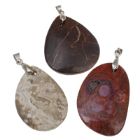Biżuteria wisiorki kamienie, Kamień szlachetny, ze mosiądz kaucją, Naturalne, mieszane, 30x40x5mm-40x60x7mm, otwór:około 3x5mm, 10komputery/torba, sprzedane przez torba