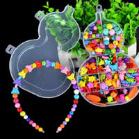 Kinder-DIY Saiten-Perlen-Set, Acryl, mit Kunststoff Kasten, für Kinder & gemischt, 285x125x25mm, 2BoxenFeld/Menge, verkauft von Menge