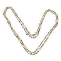Stainless Steel Chain halskæde, forgyldt, forskellig størrelse for valg & oval kæde, flere farver til valg, 10Strands/Lot, Solgt af Lot