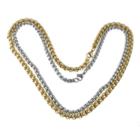 Stainless Steel Chain Necklace, plated, different size for choice & box chain, more colors for choice, Length:Approx 21 Inch, 10Strands/Lot, Sold By Lot