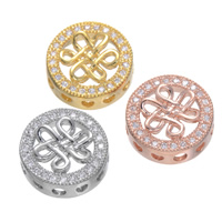 Cubic Zirconia Micro Pave Brass Connector, Flat Round, plated, micro pave cubic zirconia & multi loops, more colors for choice, nickel, lead & cadmium free, 12mm, Hole:Approx 1.8mm, 5PCs/Lot, Sold By Lot