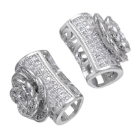 Cubic Zirconia Micro Pave Brass Beads Curved Tube platinum plated micro pave cubic zirconia & hollow nickel lead & cadmium free Approx 5mm Sold By Lot