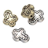 Tibetan Style Jewelry Beads, Cross, plated, more colors for choice, nickel, lead & cadmium free, 12x14mm, Hole:Approx 1.3mm, 100PCs/Lot, Sold By Lot