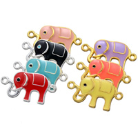 Animal Tibetan Style Connector, Elephant, plated, enamel & 1/1 loop, more colors for choice, nickel, lead & cadmium free, 31.60x16.70mm, Hole:Approx 2.2mm, 100PCs/Lot, Sold By Lot
