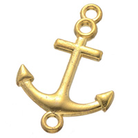 Tibetan Style Connector, Anchor, gold color plated, nautical pattern & 1/1 loop, nickel, lead & cadmium free, 20.70x30.60mm, Hole:Approx 2.3mm, 50PCs/Lot, Sold By Lot