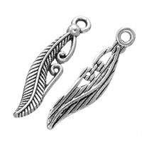Tibetan Style Leaf Pendants, antique silver color plated, nickel, lead & cadmium free, 6x27mm, Hole:Approx 1.8mm, 100PCs/Lot, Sold By Lot