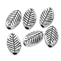 Tibetan Style Jewelry Beads, Leaf, antique silver color plated, nickel, lead & cadmium free, 6x9mm, Hole:Approx 1.6mm, Approx 1600PCs/KG, Sold By KG