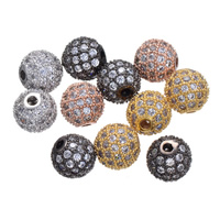 Cubic Zirconia Micro Pave Brass Beads Round plated micro pave cubic zirconia nickel lead & cadmium free 8mm Approx 1.63mm Sold By Lot
