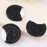 Mobile Phone DIY Decoration Resin Biscuit white and black 27mm Sold By Lot