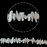 Perles de nacre de culture d'eau douce Biwa, perle d'eau douce cultivée, Pipa, naturel, blanc, 7-23mm, Trou:Environ 0.8mm, Vendu par Environ 15.3 pouce brin