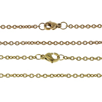 Halskette, Edelstahl, plattiert, Oval-Kette, keine, 3x2x0.50mm, Länge:ca. 18 ZollInch, 50SträngeStrang/Menge, verkauft von Menge