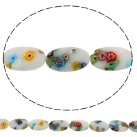 Millefiori Lampwork Beads, Millefiori Glass, Flat Oval, handmade, different size for choice, Hole:Approx 1mm, Length:Approx 14.5 Inch, Sold By Bag