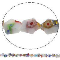 Millefiori Lampwork Beads, Millefiori Glass, Star, handmade, 10x10x3mm, Hole:Approx 1mm, Length:Approx 13.4 Inch, 10Strands/Bag, Approx 34PCs/Strand, Sold By Bag