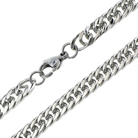 Stainless Steel Chain Necklace, curb chain, original color, 9x6x1mm, Length:Approx 23.5 Inch, 5Strands/Lot, Sold By Lot