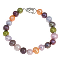 Freshwater Cultured Pearl Bracelet Freshwater Pearl brass lobster clasp Potato multi-colored 8-9mm Sold Per Approx 7.5 Inch Strand