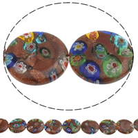 Goldsand Millefiori, Flat Round, handmade, different size for choice, Hole:Approx 1mm, Length:Approx 14.5 Inch, Sold By Bag